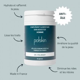POLSKIN | Complément Alimentaire Anti-Âge et Anti-Rides pour Hommes | 60 gélules - 1 mois de cure | Hydratation et Élasticité