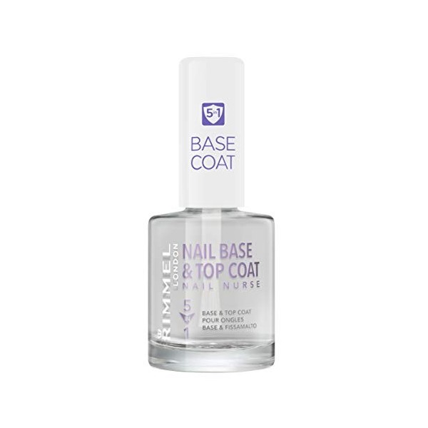 Rimmel Base/Top Coat 5 en 1 Résistance/Hydratation Tous Type dOngles, Base et top coat 5 en 1, 12 ml Lot de 1 