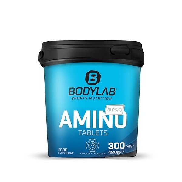 Bodylab24 Amino Tabs 300 comprimés, avec tous les acides aminés essentiels, y compris tous les BCAA L-leucine, L-isoleucine 