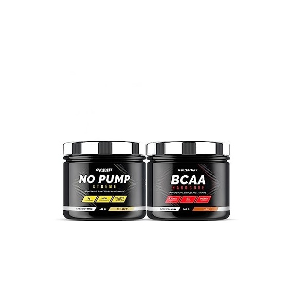 Superset Nutrition | Programme Intensif Training - Bcaa Hardcore Cola - No Pump Xtreme Pina Colada | Favorise la construction