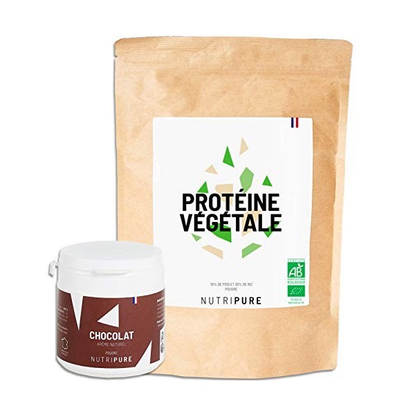 NUTRIPURE - PACK Protéine VEGAN BIO 1kg - Nature - Complément Alimentaire  Sport & Musculation - Protéine Végétale de Pois et de Riz, BCAA, EAA - 15 à