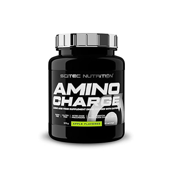 Scitec Nutrition Amino Charge, Boisson en poudre aromatisée contenant des acide aminés, caféine et des édulcorants, sans sucr