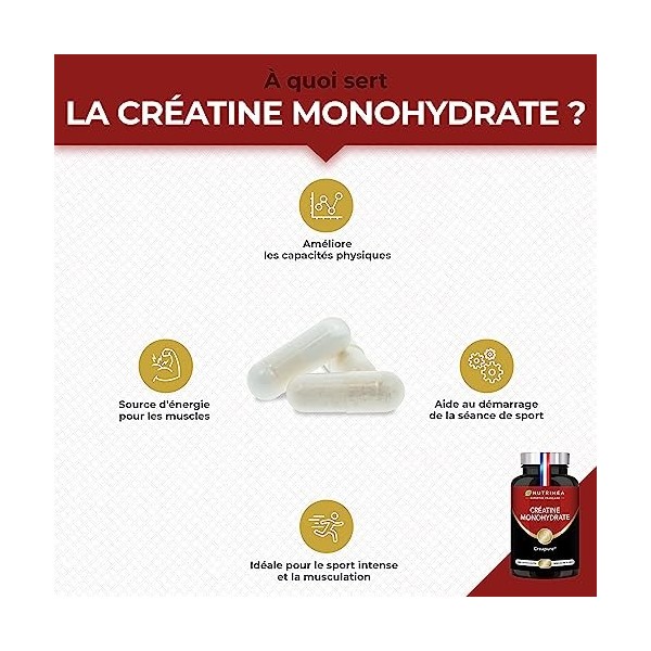 CRÉATINE MONOHYDRATE 3000 mg - Creapure® - Sans Excipients - Formule 100% Pure - Intensité Sportive - Performance Physique - 