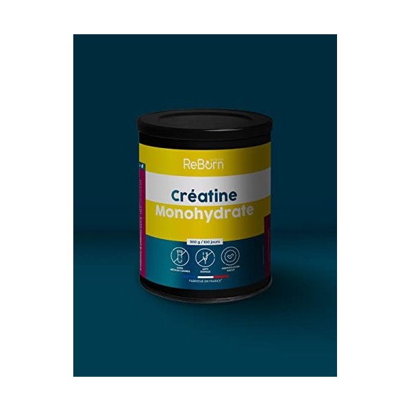 Créatine Monohydrate • 300 g poudre • Energie & Force • Testée en laboratoire indépendant • Fabriquée en France • ReBorn Nutr