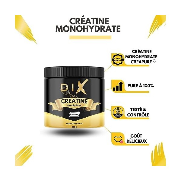 Créatine Monohydrate Creapure® | Aromatisé | Poudre | 100% Pure | Qualité Premium | Musculation | Force | 300g | Orange 