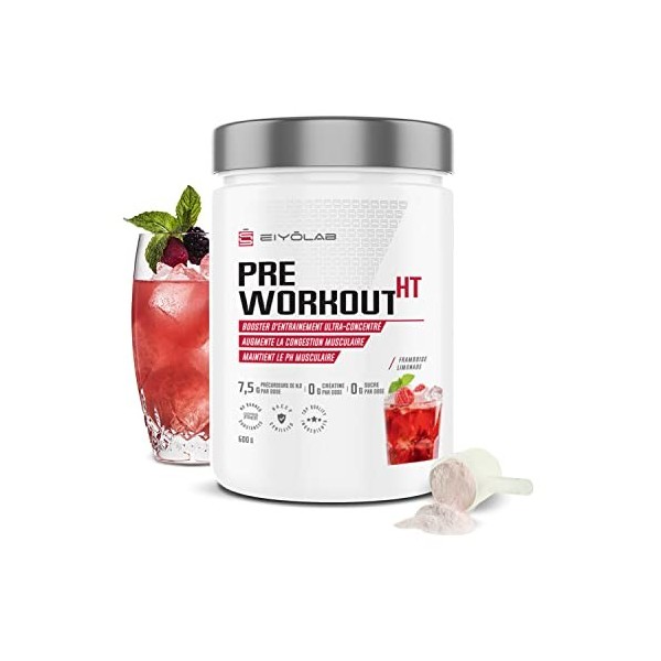 PRE WORKOUT HT | Booster Musculation sans Créatine | 3g de Bêta-Alanine + 3g de L-Arginine + 4g de Citrulline + 200mg de Café