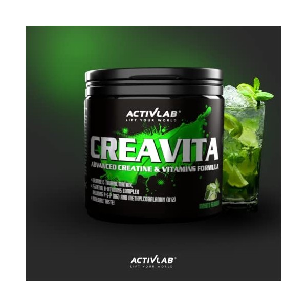 Activlab CREAVITA 300g | 30 portions | Saveur Mohito | Créatine, Taurine, Vitamines B | augmentation de la force | poudre | 3