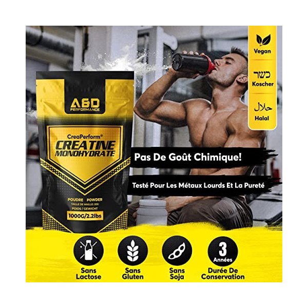 CreaPerform® Poudre de monohydrate de créatine pour la musculation et la force | Créatine Monohydrate | Poudre de créatine | 