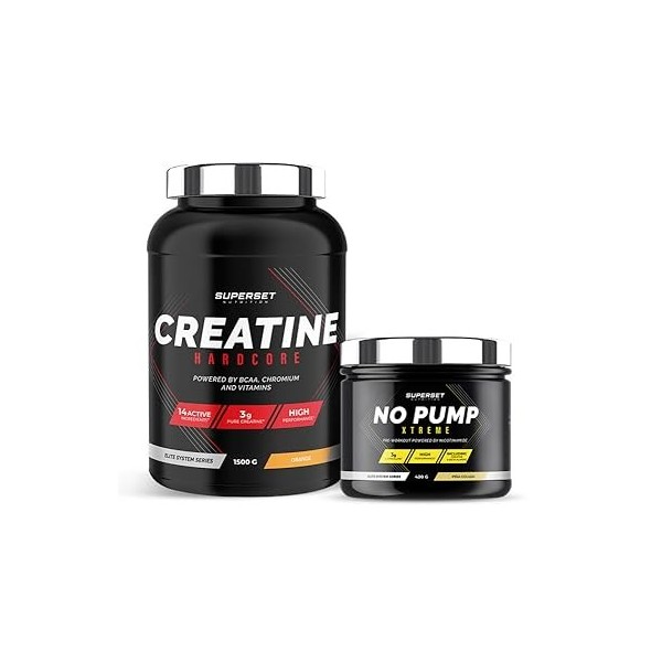 Superset Nutrition | Programme Volume Et Force - Créatine Hardcore Orange - No Pump Xtreme Pina Colada | Augmente le volume m