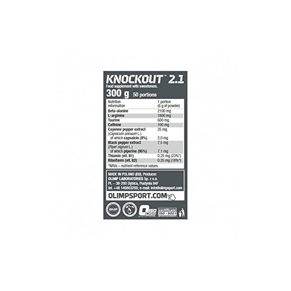 Olimp Sport Nutrition | Knockout 2.1 300g | PreWorkout | Pré-workout en poudre