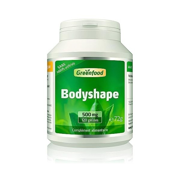 Greenfood Bodyshape, 500 mg, dose élevée, 120 gélules. Contribue à renforcer le métabolisme des macronutriments zinc, chrome