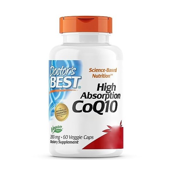 Doctors Best, High Absorption CoQ10 avec BioPerine, 200mg, 60 Capsules végétaliennes, Testé en laboratoire, Sans Gluten, San