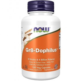 Now Foods, Gr8-Dophilus, Bonnes Cultures Bactériennes, Lactobacillus et Bifidobacterium, 120 Capsules végétaliennes, Testé en