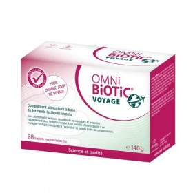 OMNi BiOTiC VOYAGE | 28 sachets 140g | 10 souches bactériennes | 5 milliards d’UFC par dose journalière | En poudre | Végét