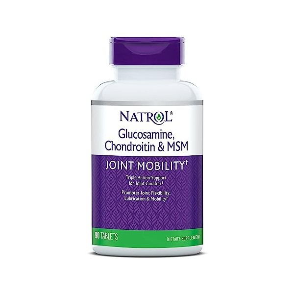 Natrol Complément alimentaire pour les articulations - A base de glucosamine et de chondroïtine - Avec du MSM - 90 comprimés