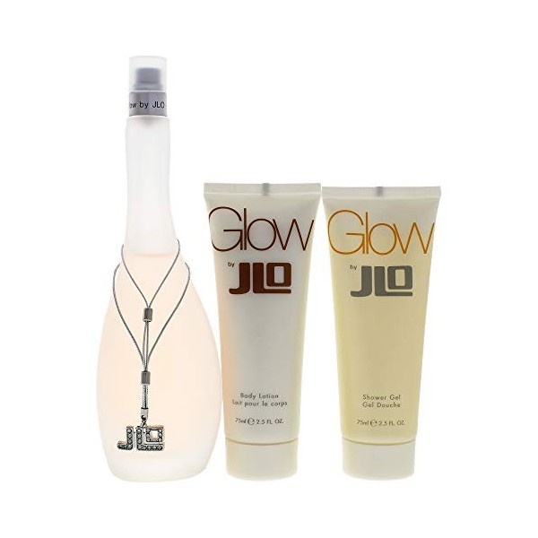 Jennifer Lopez Set Glow Eau de Toilette Spray 3,3 oz/Lotion Corporelle 2,5 oz/Gel Douche 2,5 oz