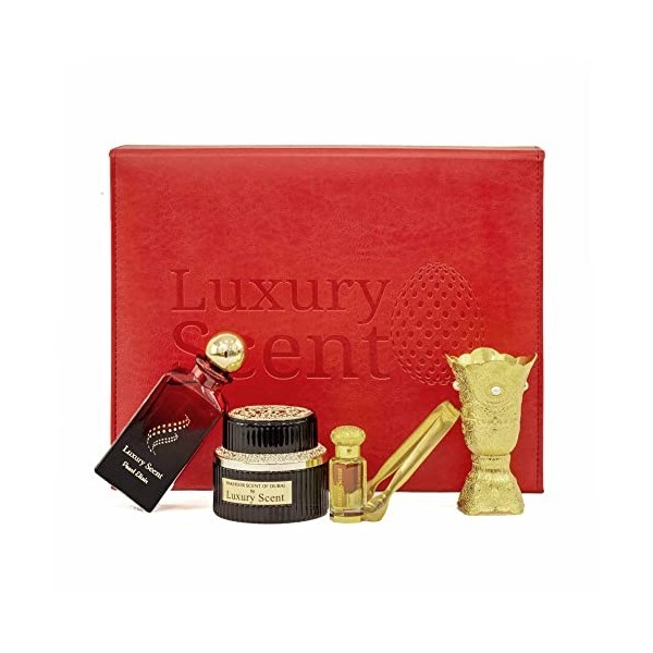 Luxury Scent Coffret cadeau exclusif de la collection Premium Huile parfumée Eau de parfum Bakhoor/encens et brûleur dencens