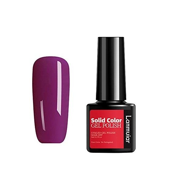 Vernis à ongles lisse et lumineux - 36 couleurs unies - Décoration à ongles - Colle à ongles amovible - 8 ml - Support à ongl