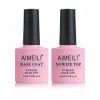 AIMEILI No Wipe Top Coat et Base Coat Semi Permanent UV LED Soak Off Vernis à Ongles Base et Top Coat Vernis Gel Nail Polish 