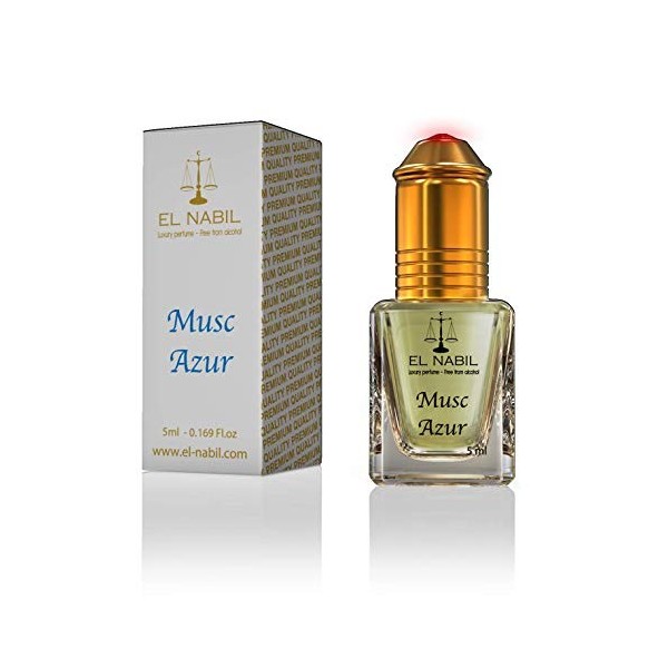 Musc Azur 5ml Parfum - El Nabil Misk Musc Huile Parfumée pour HOMME & HARMES - Oil Attar Scent