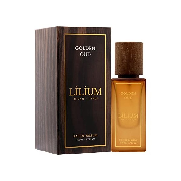 LÎLÎUM Golden Oud Eau de Parfum, Fragrance Luxueuse à base dOud avec des Notes Boisées Oientales, Longue Tenue, Unisexe, Hom