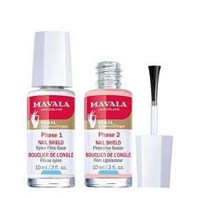 Mavala - Bouclier de lOngle - Base Vernis Transparent Renforce et Protège les Ongles Fins, Faibles, Fragiles - Phase 1 Fibre
