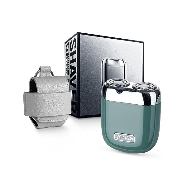 yoose Rasoir électrique Portable Mini Shave, Mini Rasoir électrique Portable pour Hommes, Corps en alliage et tête de rasage 