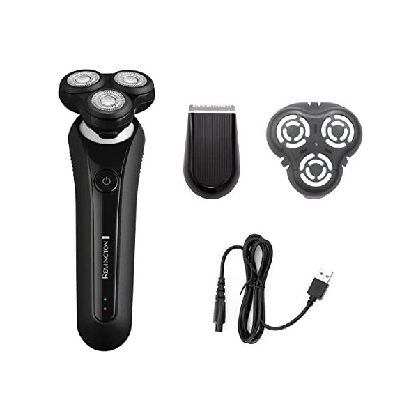 Remington X9 Limitless XR1790 Rasoir électrique USB pour homme – Rasoir rotatif avec boule pivotante à 360°, LED Shave Learn,...