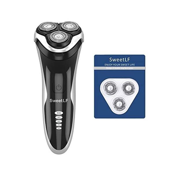 SweetLF Rasoir pour homme, rechargeable avec écran LCD, rasoir électrique à barbe avec tondeuse de précision, maille de lame 