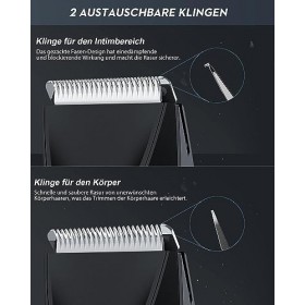 Kibiy Rasoir intime pour homme avec lumière LED et écran, étanche IPX7 avec lame en céramique anti-coupe remplaçable et stati