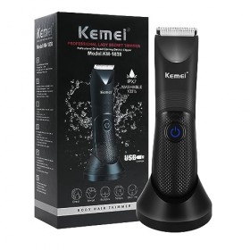 KEMEI Tondeuse à poils pour homme, rasoirs à boules, rasoirs électriques pour barbe et zone pubienne, lame en céramique amovi