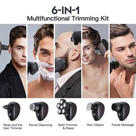 Bestauty Rasoir Electrique Tête Chauve et Visage Hommes, Utilisation Humide et Sèche,6D Têtes de Rasage Rotatives avce Tondeu