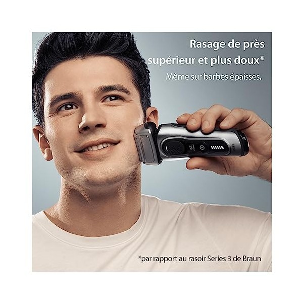 Braun Series 8 8517s Rasoir Électrique Pour Homme, 4 Éléments De Rasage, Tondeuse De Précision Intégrée, Base De Recharge, Ét