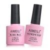 AIMEILI No Wipe Top Coat et 5 en 1 Builder Base Gel Vernis Semi Permanent Kit, Clair Base et Structure pour Extensions, Nail 