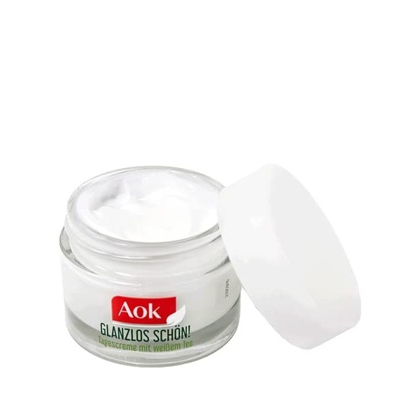 AOK Crème de jour hydratante au thé blanc pour peaux sujettes au teint brillant et aux impuretés, végétalienne 50 ml