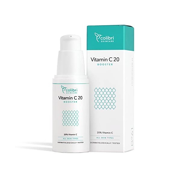 colibri skincare Vitamin C20 Booster - 30ml - Sérum visage à la vitamine C - Soin du visage à haute concentration qui combat 