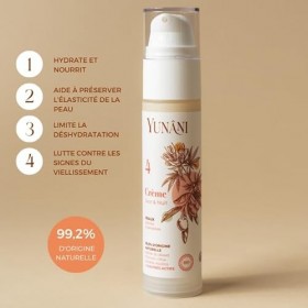 Yunâni- Crème hydratante - nourrissante et réparatrice - jour & nuit- sans finis gras - peaux sensibles-peaux sèches- certifi