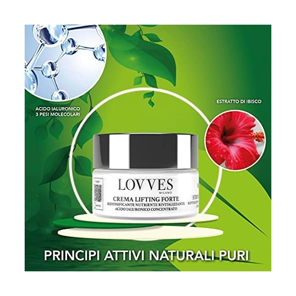 LOVVES Crème Liftante Forte, Haute Cosmétique Naturelle, Anti-rides, Redensifiante, Nourrissante, Revitalisante, Acide Hyalur