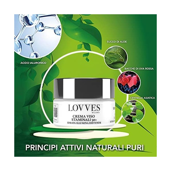 LOVVES Crème Visage Cellules Souches 50+, Haute Cosmétique Naturelle, Crème Visage Anti-Rides Cellules Souches, Anti-âge pour