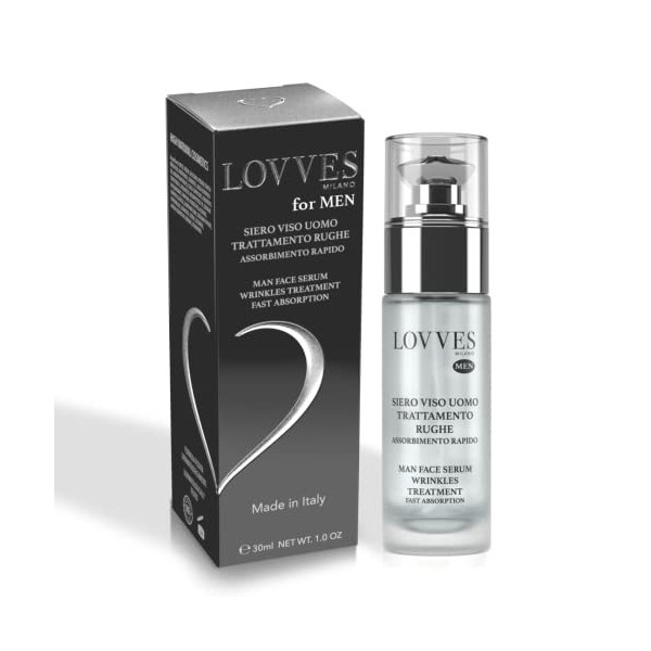 LOVVES Sérum Anti-rides pour Homme, Haute Cosmétique Naturelle, Stimule la Production de Collagène, Lissant, pour le Traiteme