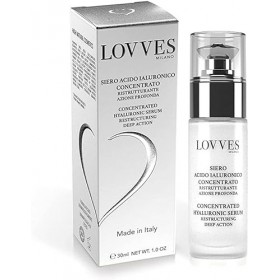 LOVVES Sérum Acide Hyaluronique Concentré 3 Poids Moléculaires, Haute Cosmétique Naturelle, Action Restructurante Profonde, A