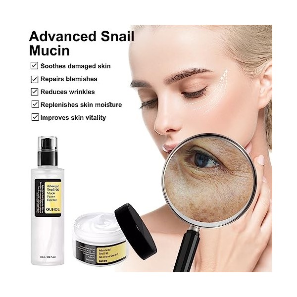 Advanced Snail 96 Mucin Power Essence 3 Pcs Snail 96 All In One Cream Essence dAcide Hyaluronique Réparatrice Sérums De Coll