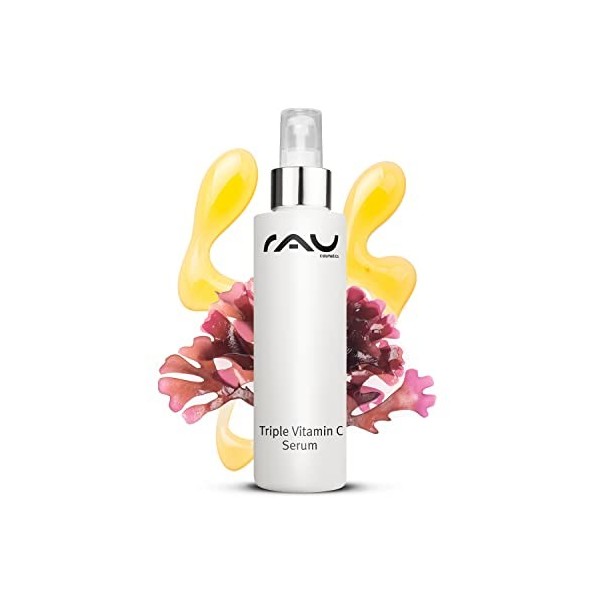 RAU Cosmetics Triple Vitamin C Serum 100 ml - Sérum anti-âge hautement dosé en vitamine C avec 3 vitamines C acides & mousse 