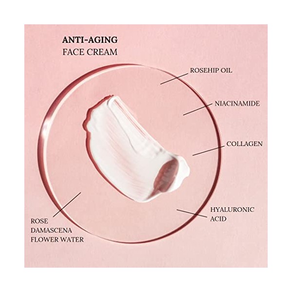 Crème de jour raffermissante anti-âge pour le visage, 100 % naturelle, beauté, rose, paraben et sans cruauté envers les anima