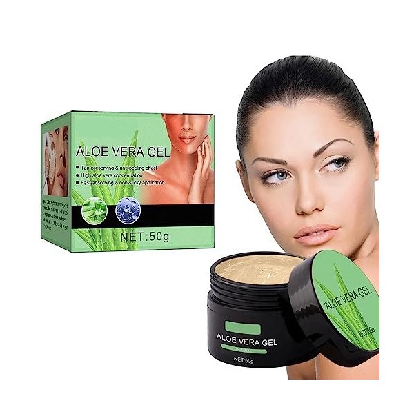 Thnkstaps 50g Gel Aloe Vera,hydratant 100% naturel à laloe vera pour le visage,Crème Hydratante Bio,Apaisante et Hydratante,