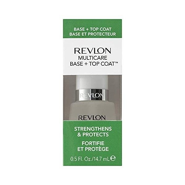 Soin des Ongles Revlon Multicare Base + Top Coat, 2 en 1 Durcisseur dOngles et Top Coat au Fini Brillant Glossy, 15 Ml