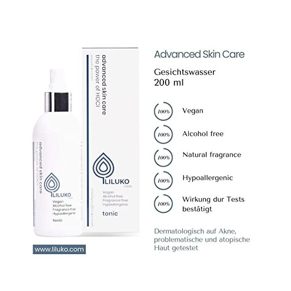 Liluko Advanced Skin Care - tonique facial pour homme - toner visage - tonique facial peau impure - anti acné - cosmétique na