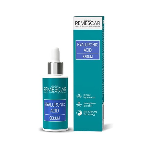 Remescar Sérum Acide Hyaluronique 30ml Hyaluronic Acid - Serum Acide Hyaluron Visage - Soins Pour le Visage - Sérum Visage Po