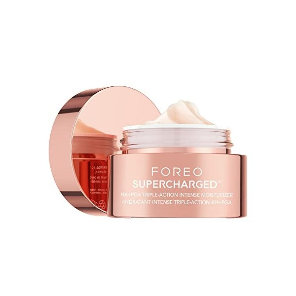 FOREO SUPERCHARGED HA+PGA Crème hydratante visage triple action - Vitamine E - Acide hyaluronique et squalane - Crème Anti Ri