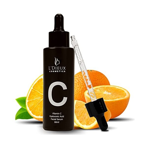 Sérum Visage à la Vitamine C et Acide Hyaluronique - 60ml - Réduit les Rides, Améliore le Teint et Lutte contre les Taches - 